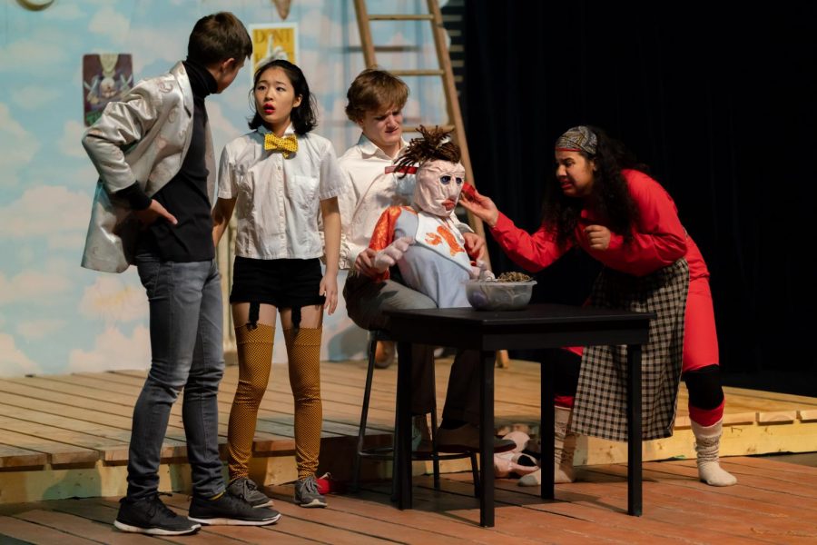 Students act in last year’s Shockheaded Peter production. 