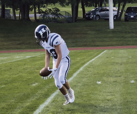 Jebb Vincent ‘19 punts the football at Berkshire last Saturday, September 15.