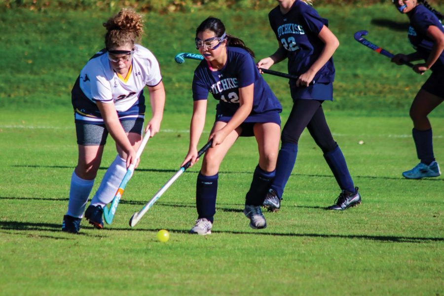 Audrey Yoo ’23 fights for the ball against HVRHS.