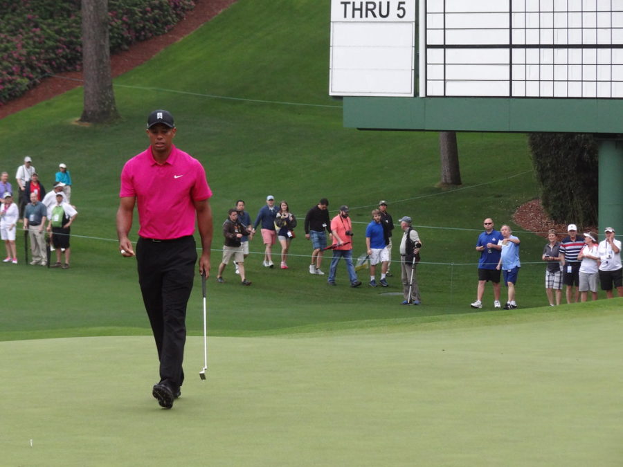 Woods+prepares+for+an+important+putt+at+the+Masters+in+Augusta%2C+Georgia.