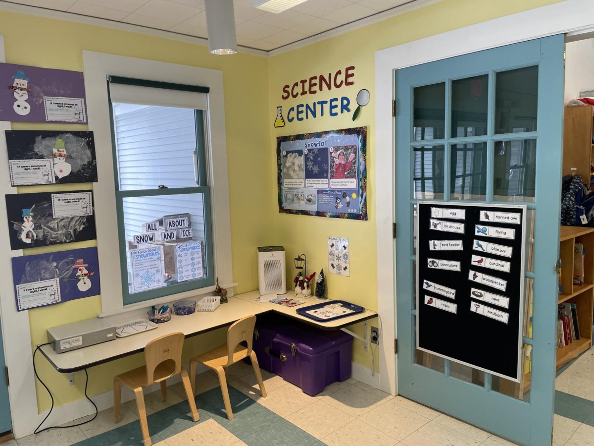 Students in CWCC’s preschool room enjoy a variety of stations, including one dedicated to exploring the natural world.
