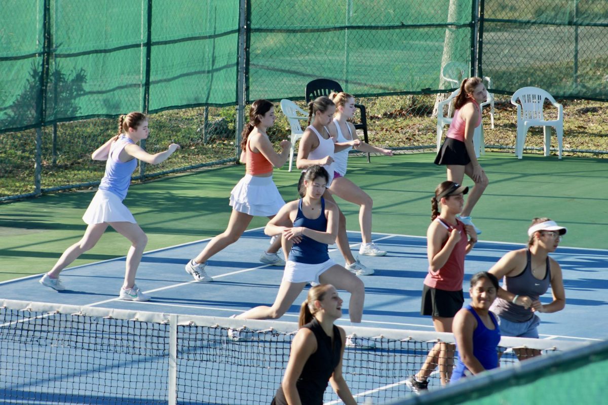 Girls Varsity Tennis practices at Witt Academy in Merida, Mexico.