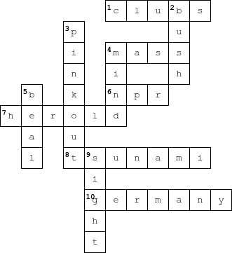 Crossword Answer Key 10/3/24